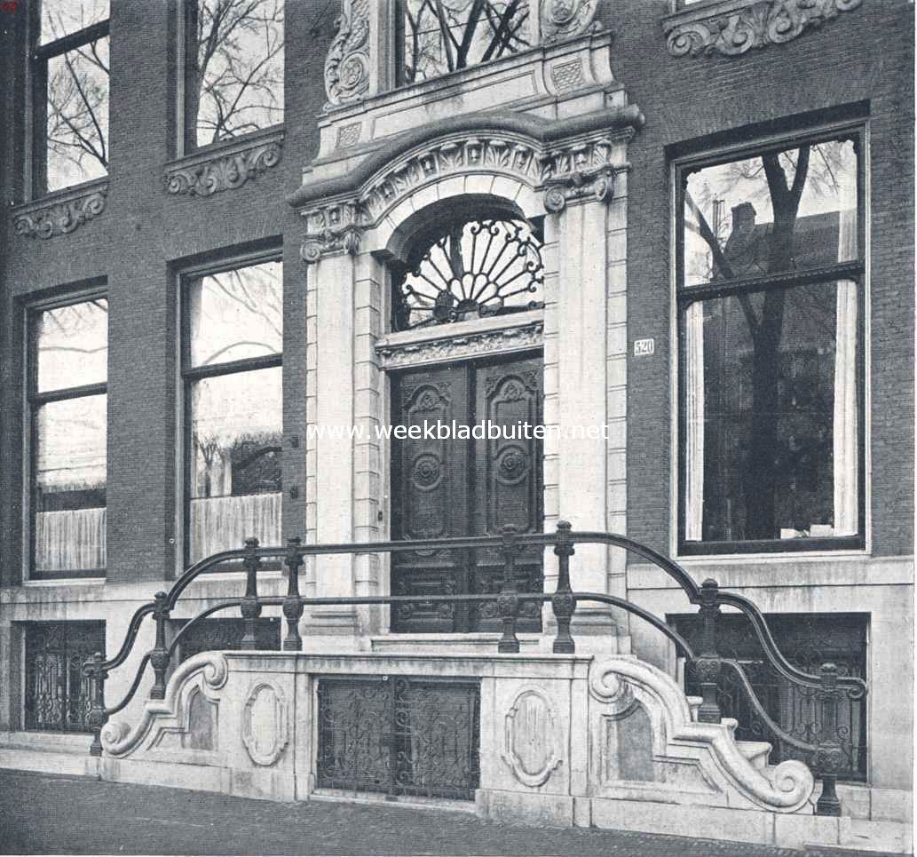 Amsterdamsche grachtpaleizen. Dtail van den voorgevel van het huis Heerengracht 520