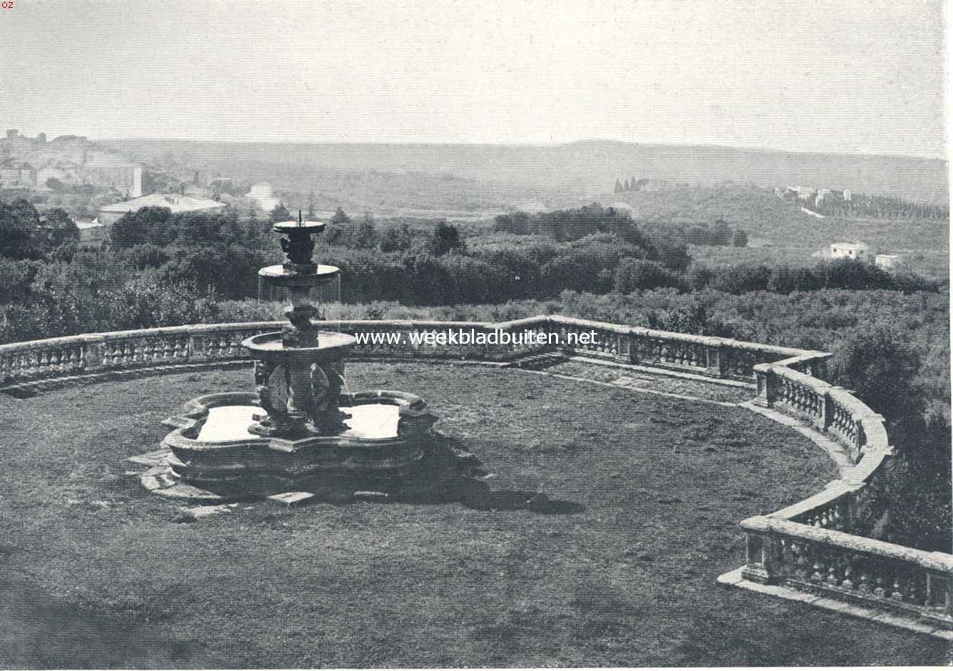 Der tuinen verhouding, tegenover het ruime uitzicht. Terras der Villa Mondragone, Frascati