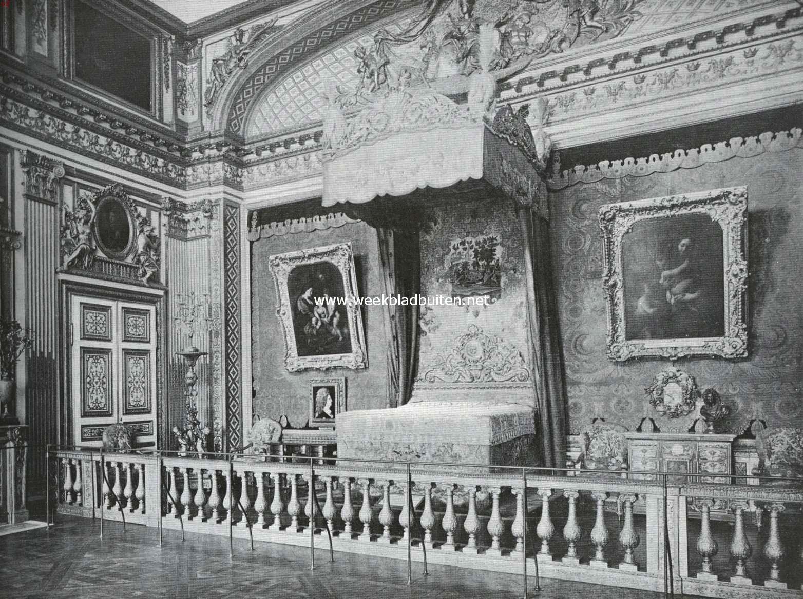 Paleizen en kasteelen om Parijs. Versailles. Het slaapvertrek van Lodewijk XIV