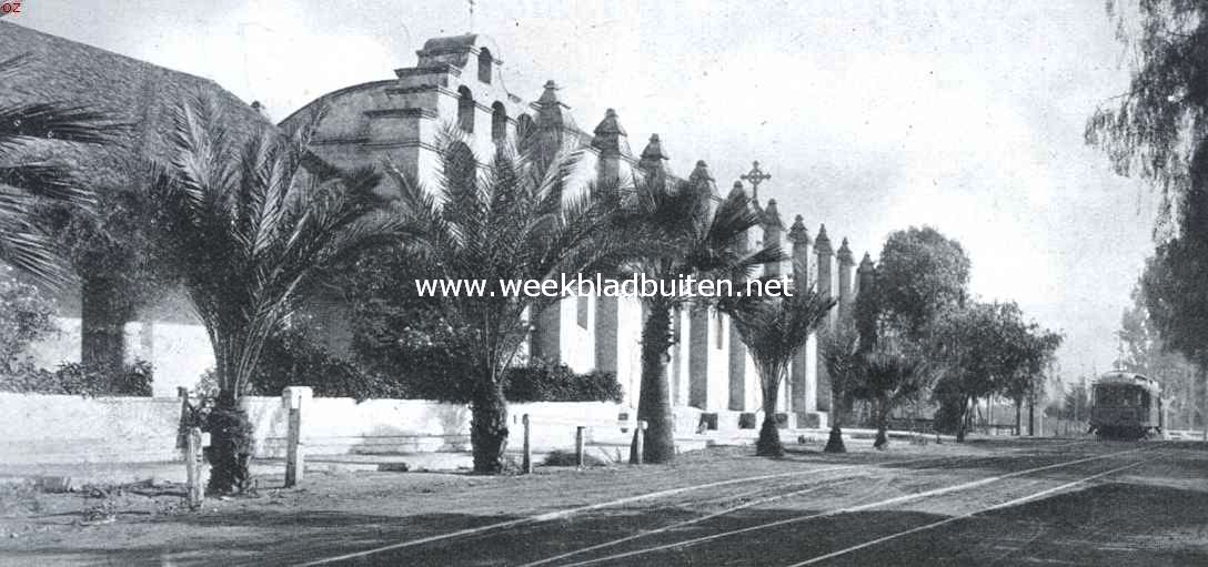 Californische missions. Het bedehuis te San Gabriel
