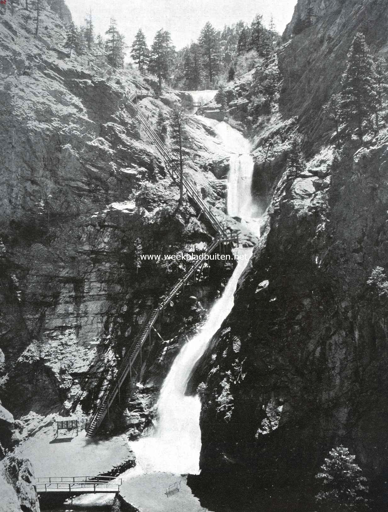 De zeven watervallen in de South Cheyenne Canyon bij Colorado Springs, 120 K.M. ten zuiden van Denver in Colorado