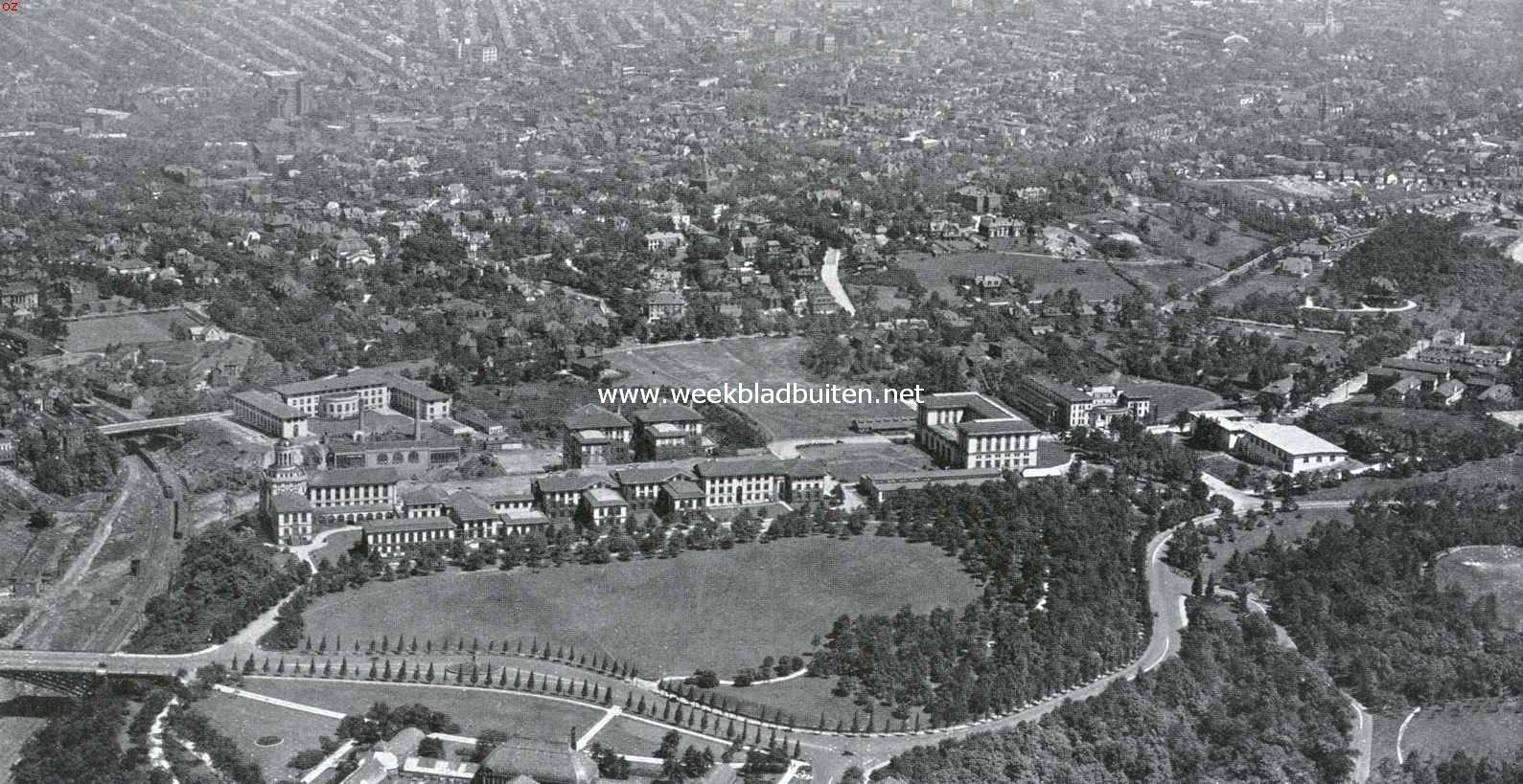 Pittsburg in Pennsylvani. Een gedeelte van de stad Pittsburg in vogelvlucht