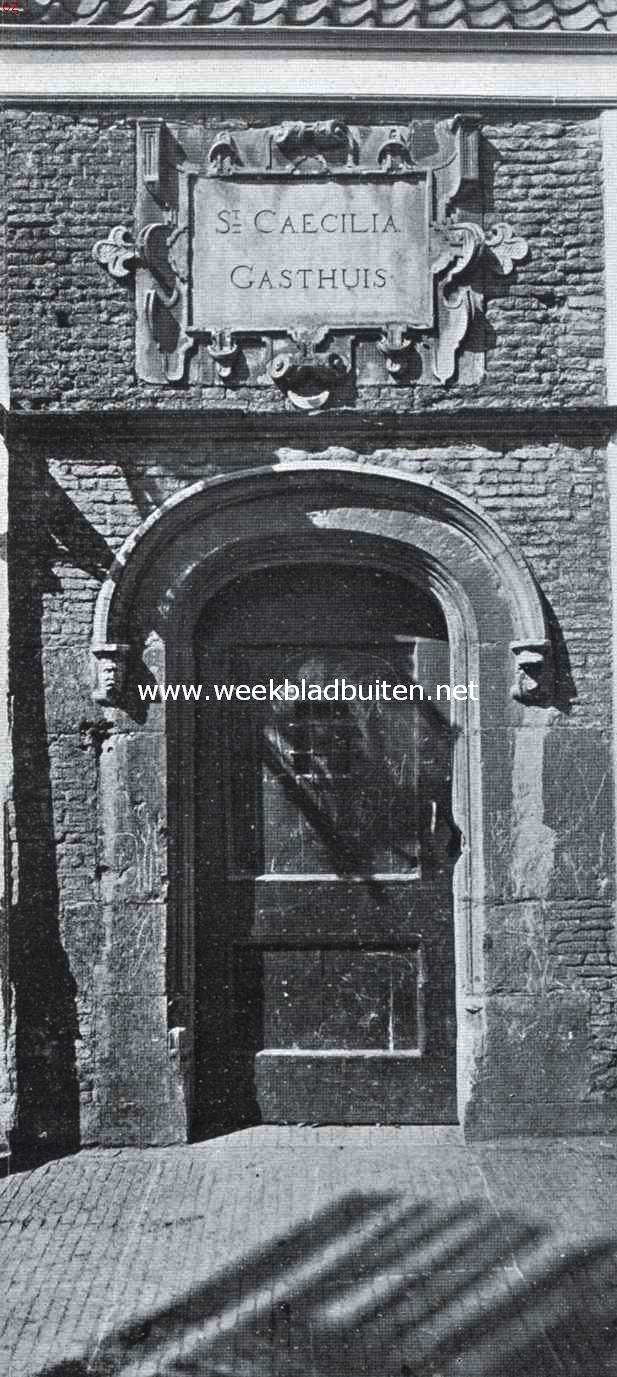 Het voorm. St. Caecilia-gasthuis te Leiden.  Poortje van het voorm. St. Caecilia-gasthuis te Leiden