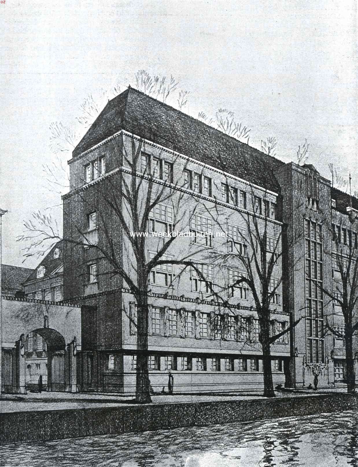 De nieuwe vleugel van het Amsterdamsche Raadhuis aan de Oudezijds Voorburgwal, noordelijk gedeelte
