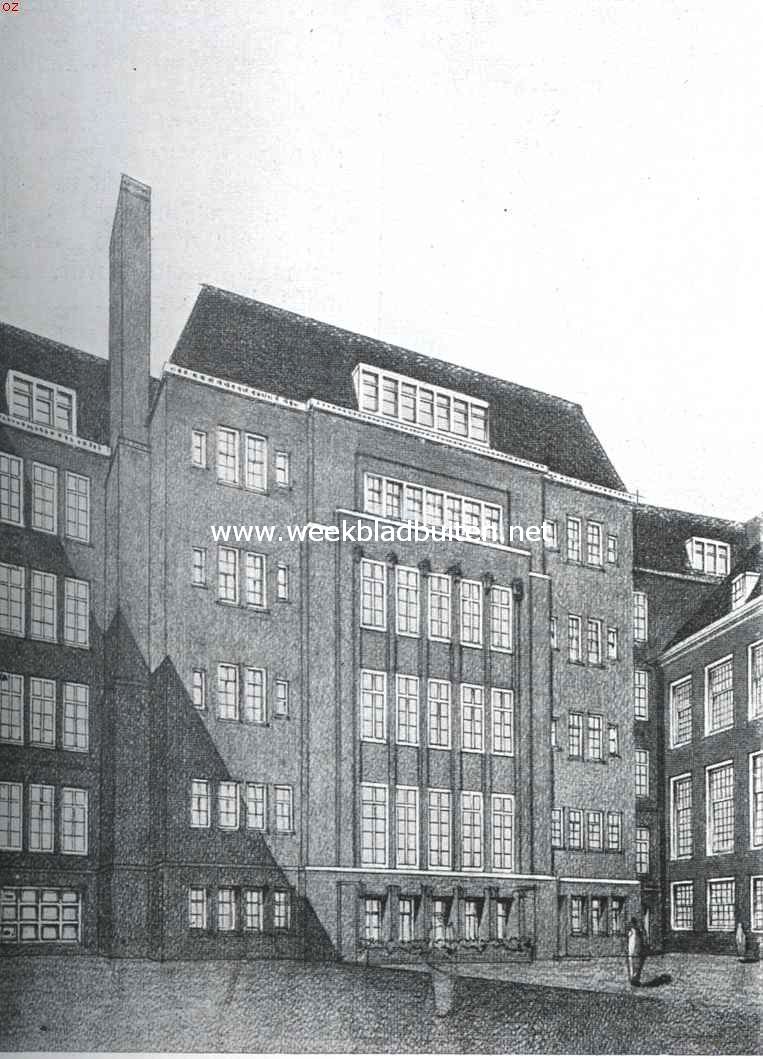 Het Raadhuis van Amsterdam en zijne verbouwing. Gevel van den nieuwen vleugel aan de tweede binnenplaats