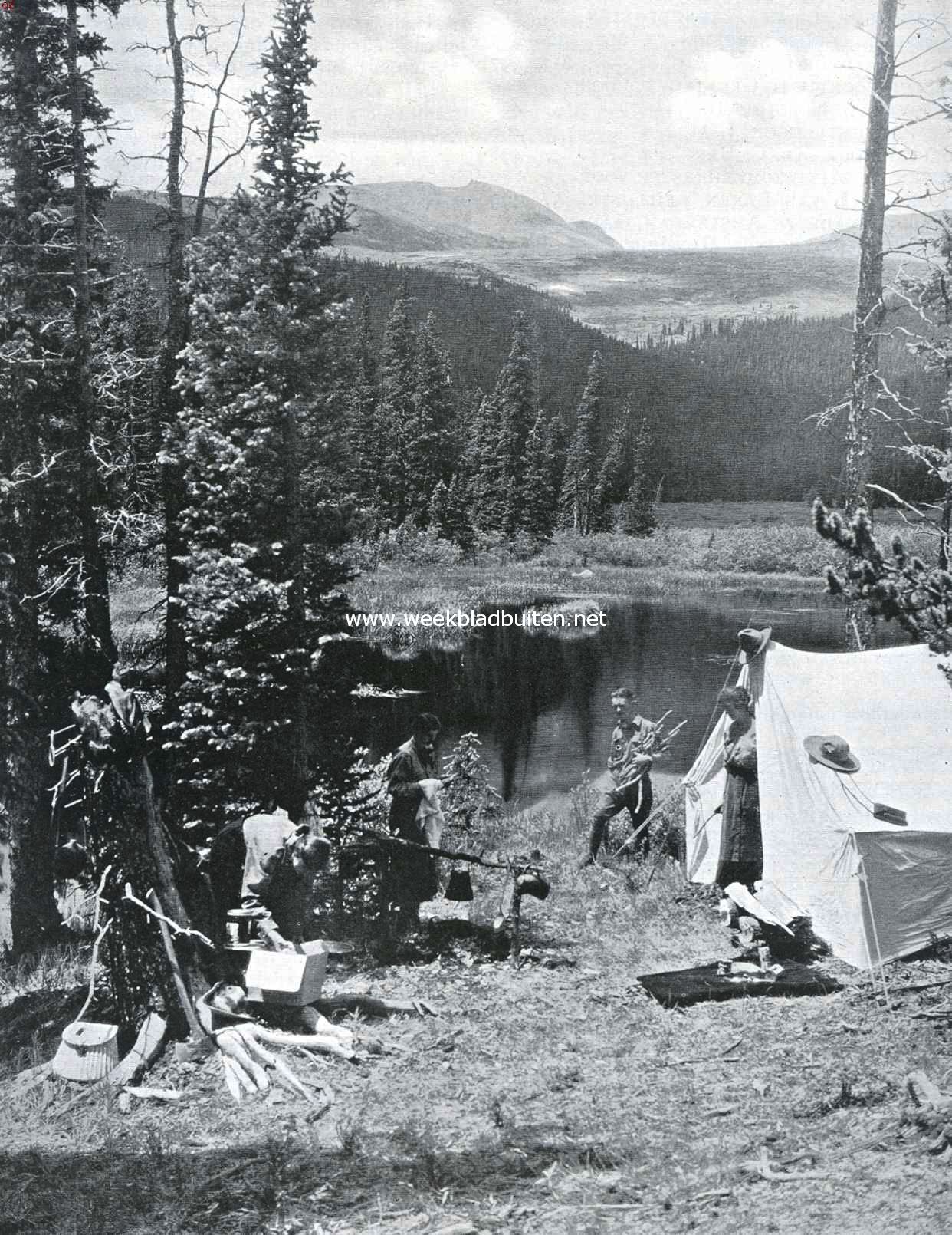 Kampeeren aan het Mirror Lake in het Amerikaansche Rotsgebergte