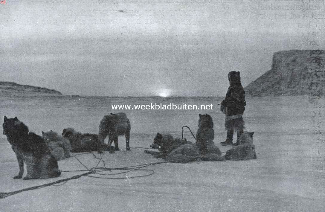 Het vuistrecht bij de Eskimo's. Bij de Dolfijn- en Unionstraat. De zon, na langen donkeren winternacht voor 't eerst weer aan de kim verschijnend