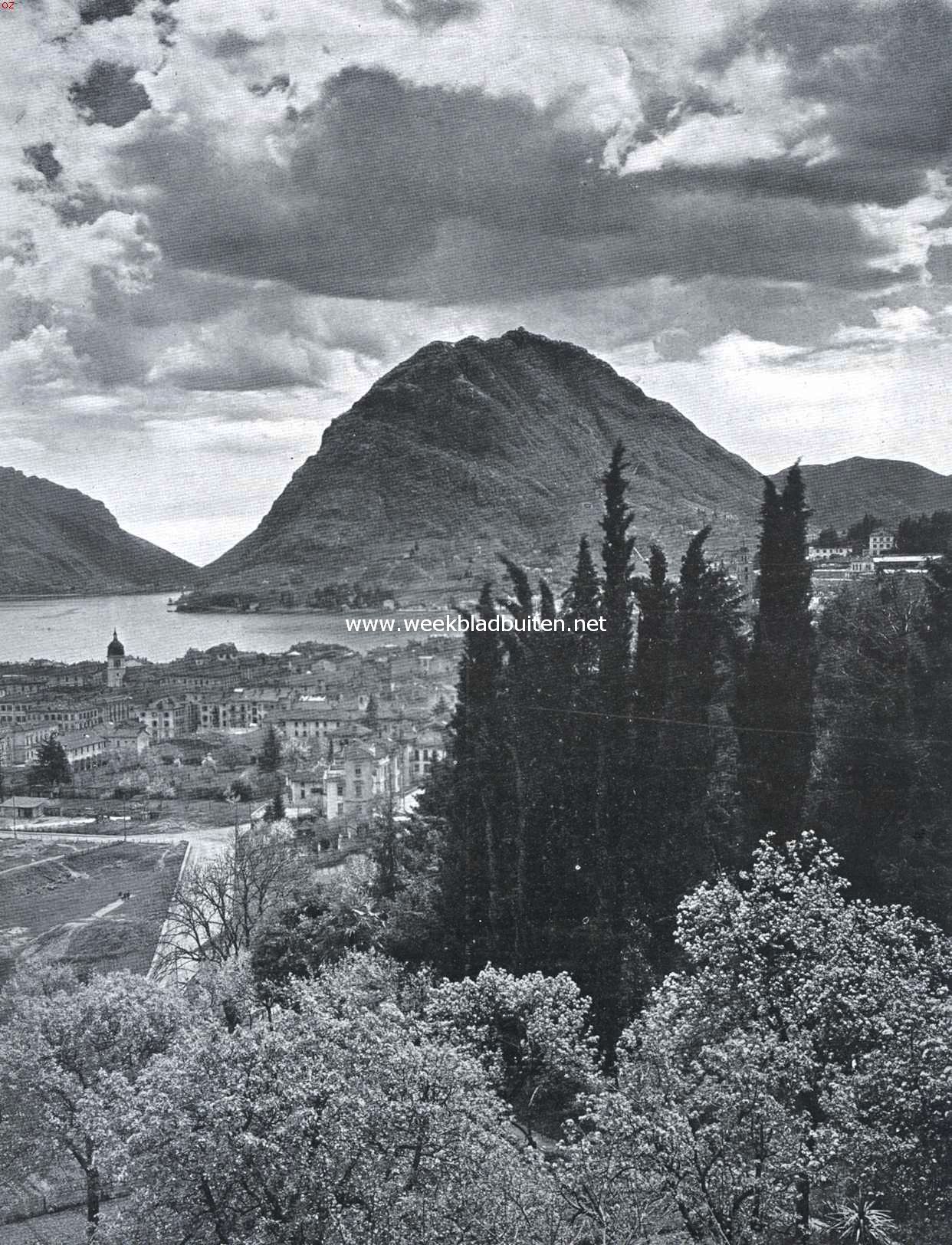 Gezicht op Lugano en den Salvatore-Berg