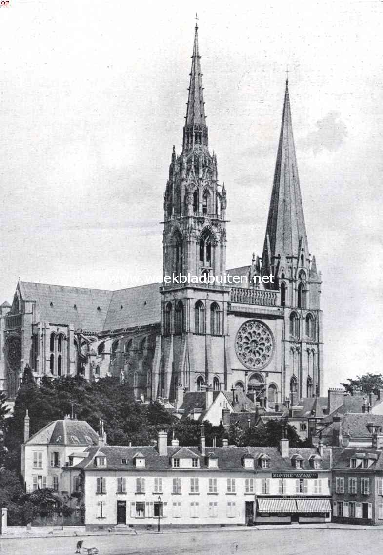 De kathedraal van Chartres. Gezicht op de kathedraal van Chartres