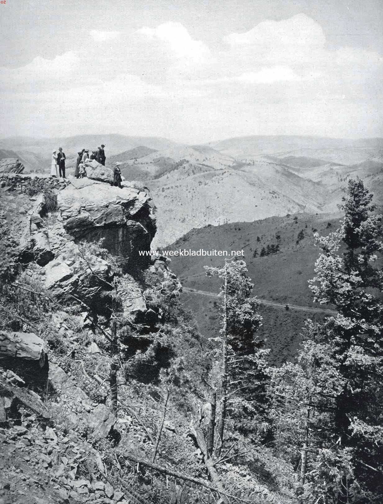 Uitzicht van het Wild Cat Point in de Denver National Parks (Amerikaansch Rotsgebergte)