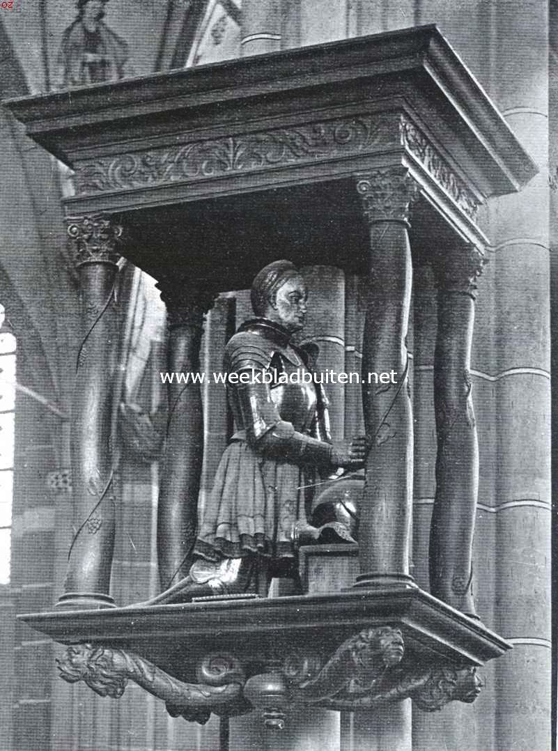 Beeld met wapenuitrusting van hertog Karel van Gelre in de St. Eusebiuskerk te Arnhem