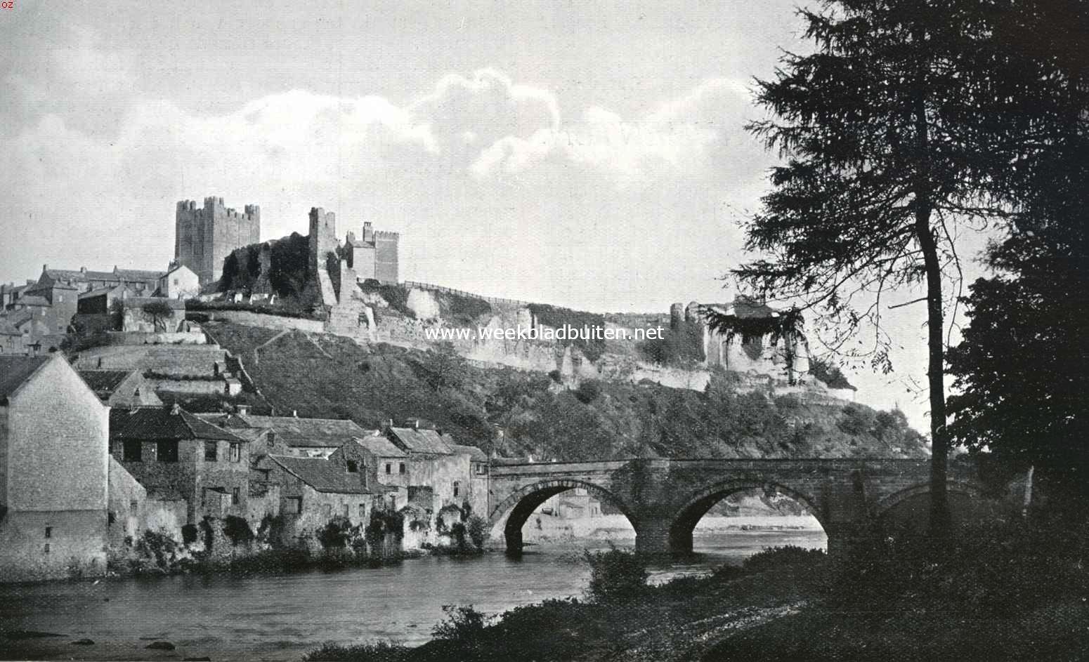 Richmond Castle, gezien van de Swale Rivier