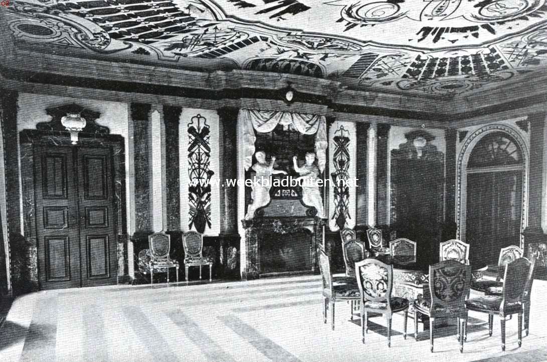 Deensche koningspaleizen. Zaal in het jachtslot Eremitage