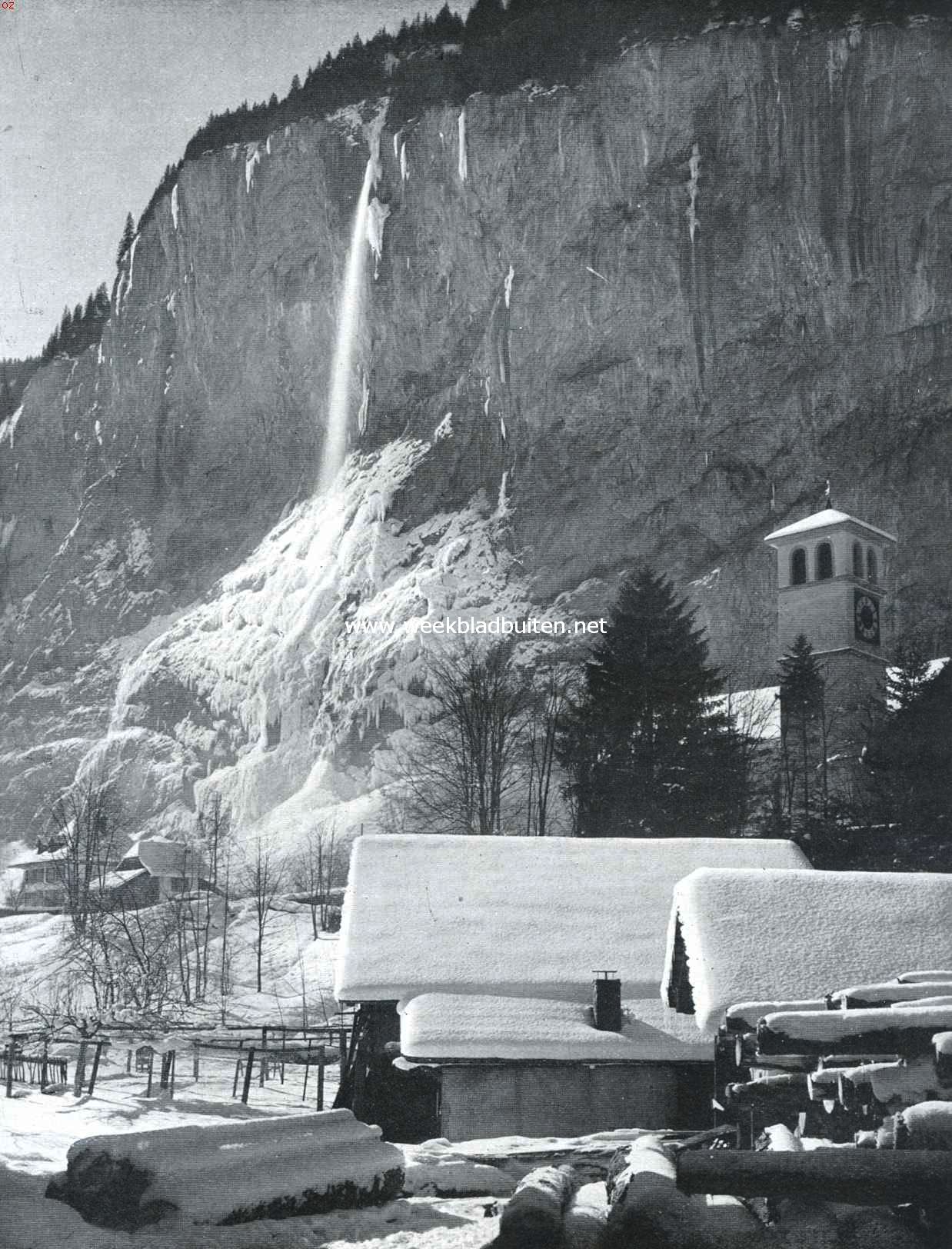 Naar Zwitserland in den winter. De Staubbach in het Lauterbrunnen-Dal