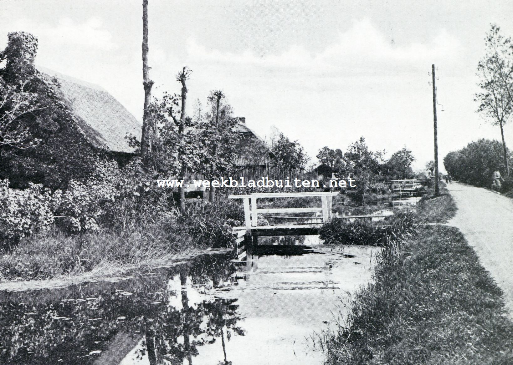 Leimuiden en Rijnsaterwoude. De aardige wegsloot aan den Noordkant van Leimuiden
