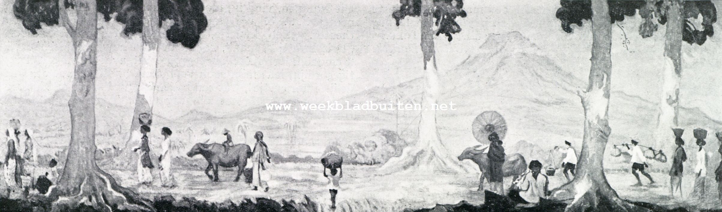 In en om de Vorstenlanden. Een Javaansche landweg. Naar de schilderij van Jan Poortenaar