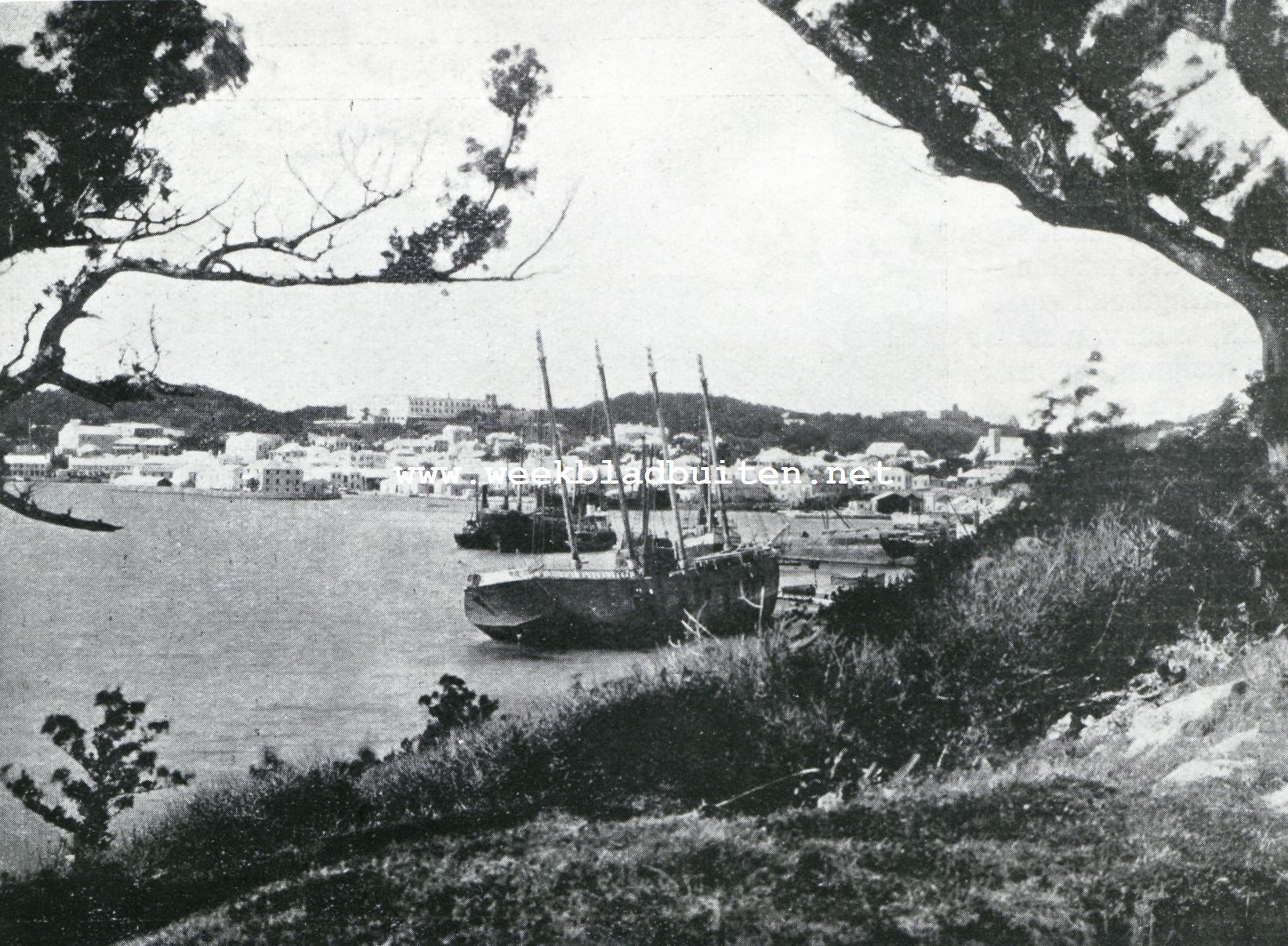De Bermuda-Eilanden. Gezicht op de haven van Hamilton