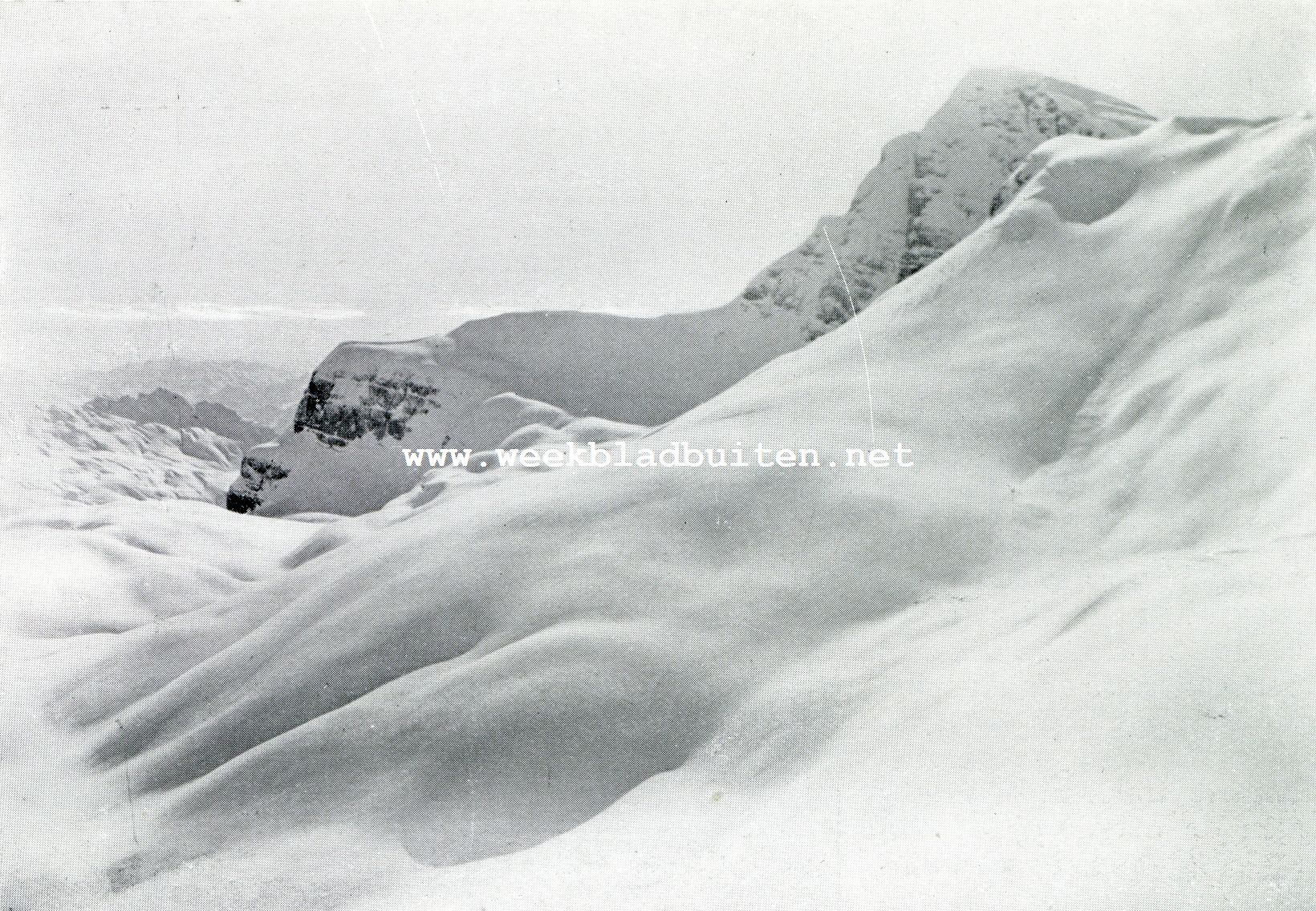 Winter en wintersport in de Beiersche Alpen. Donzige sneeuwmassa's op den Seehorn