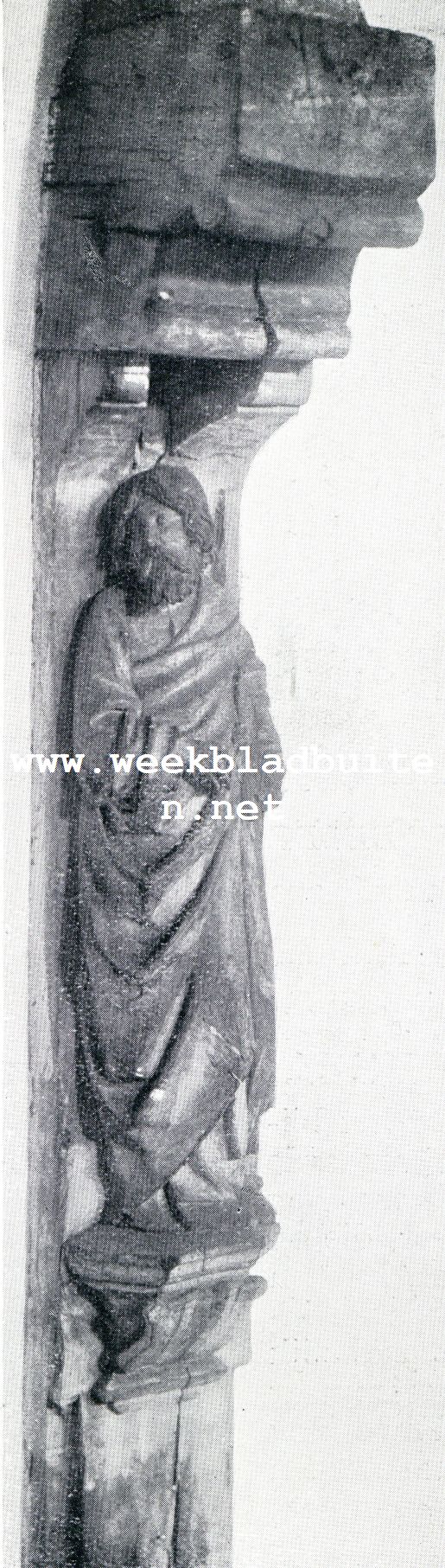 Het Klooster van Sinte Agatha te Delft. Houten Heiligenbeeld in de v.m. Kloosterkapel van Sinte Agatha te Delft, thans Waalsche Kerk