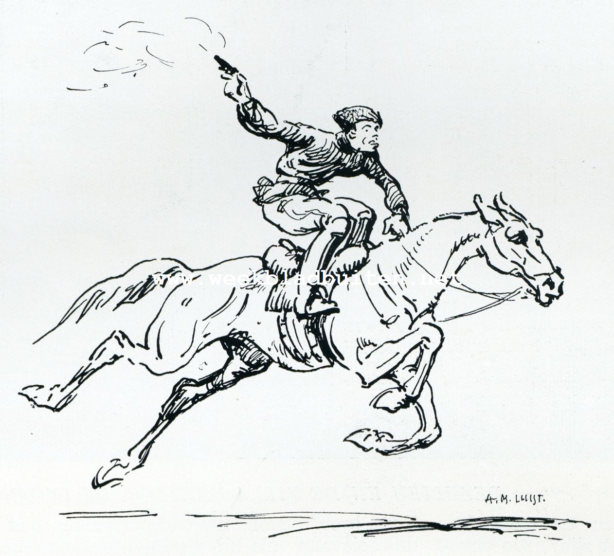 OF DE RUITER TE PAARD ZAT, STOND, LAG 