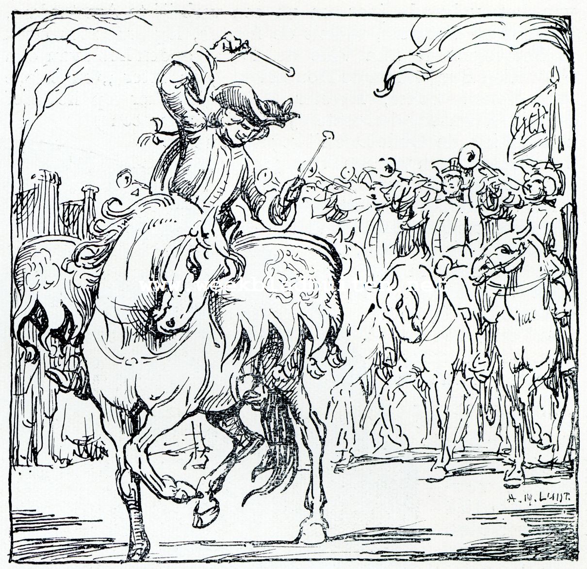 Een Oranjefeest in Den Haag in het jaar 1766. met standaert en pauken