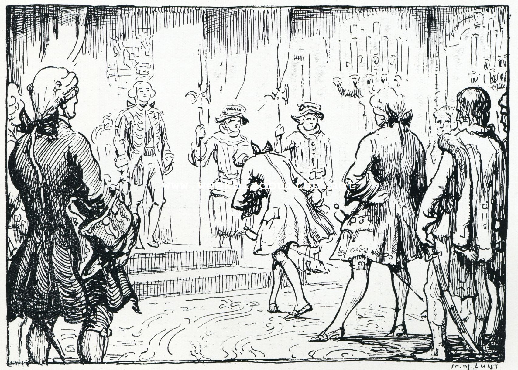 Een Oranjefeest in Den Haag in het jaar 1766. den 18-jarigen Stadhouder gelukwenschen te komen aanbieden