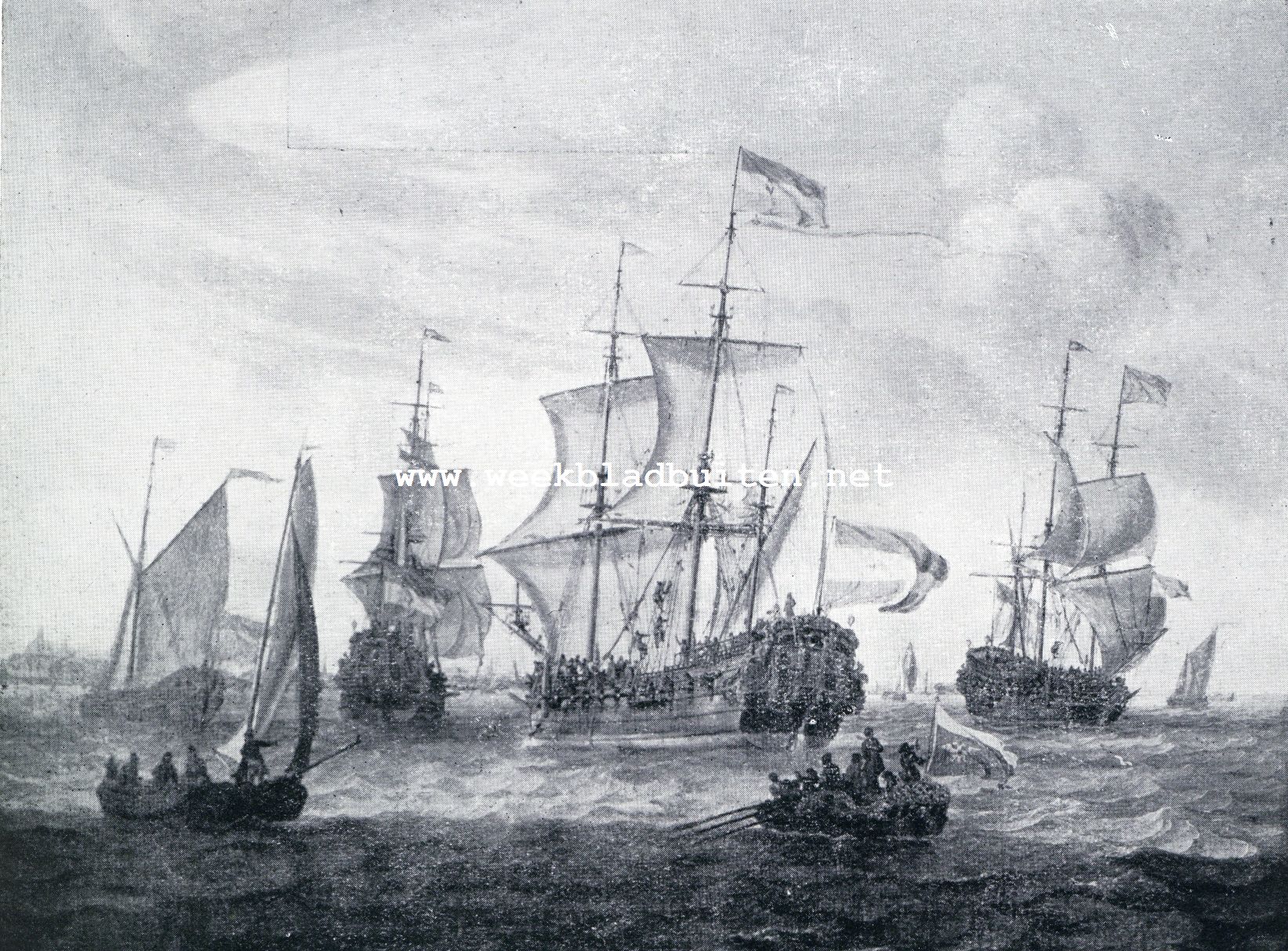 Twee schilderijen van Abraham Storck in het scheepvaartmuseum te Amsterdam. Abraham Storck. Het fregat Peter en Paul