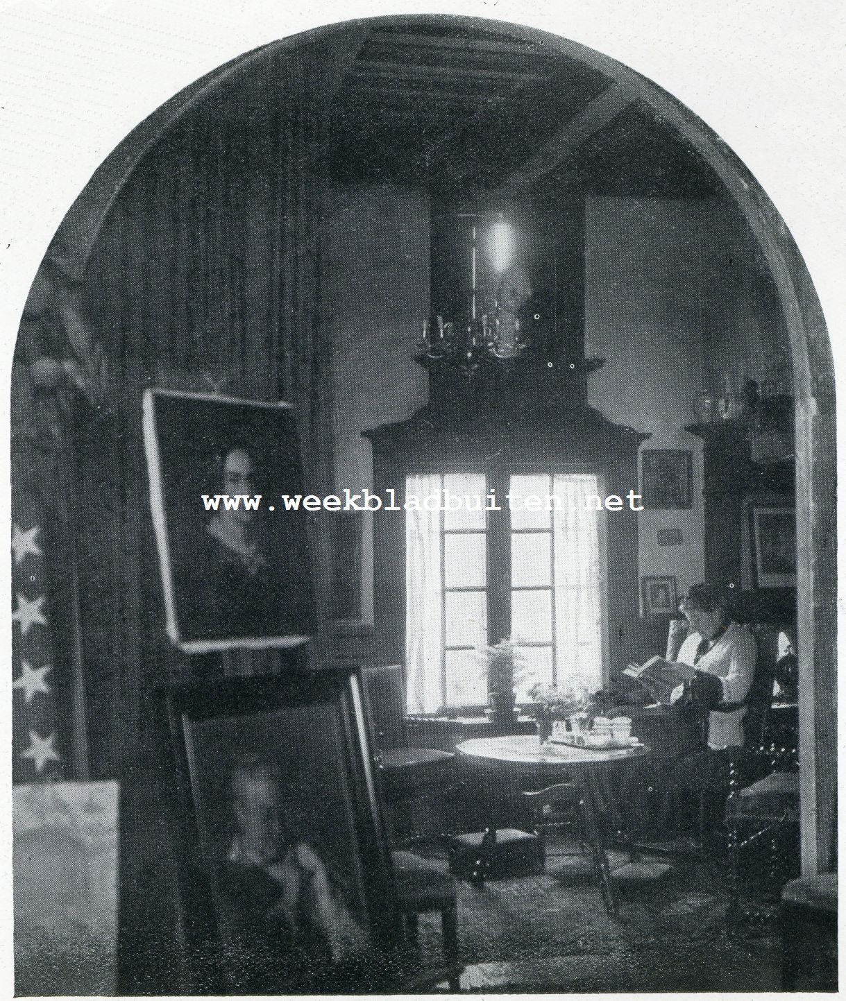 In het atelier van Thrse Schwartze. Gezicht in den erker