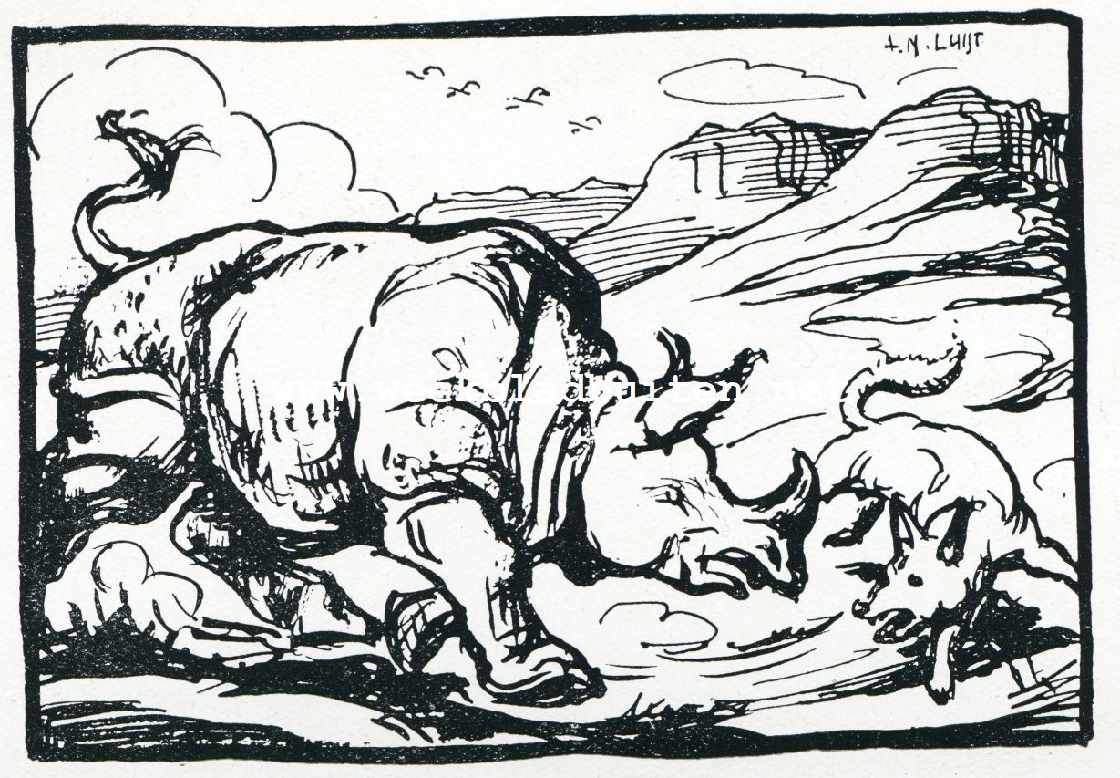  't Spelen met een buitengewoon knorrigen rhinoceros