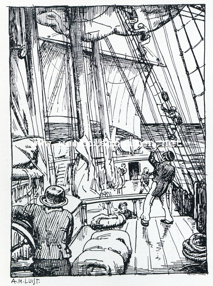 Per zeilschip naar Batavia, honderd jaar geleden. Nu wordt alles ingehaald, drie reven in 't marszeil en bijleggen