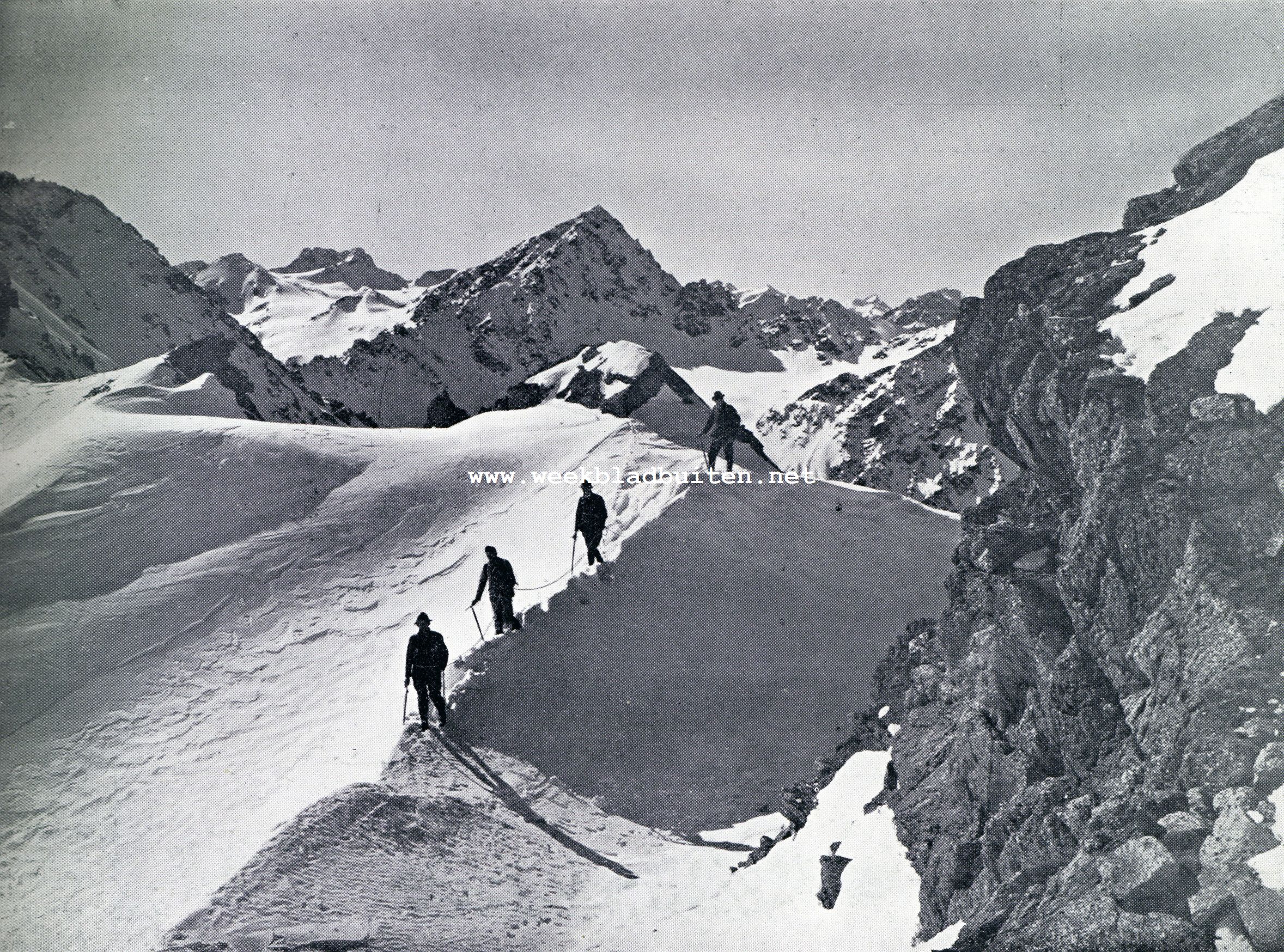 Wintersport in Zwitserland. Op den Fluela Weisshorn