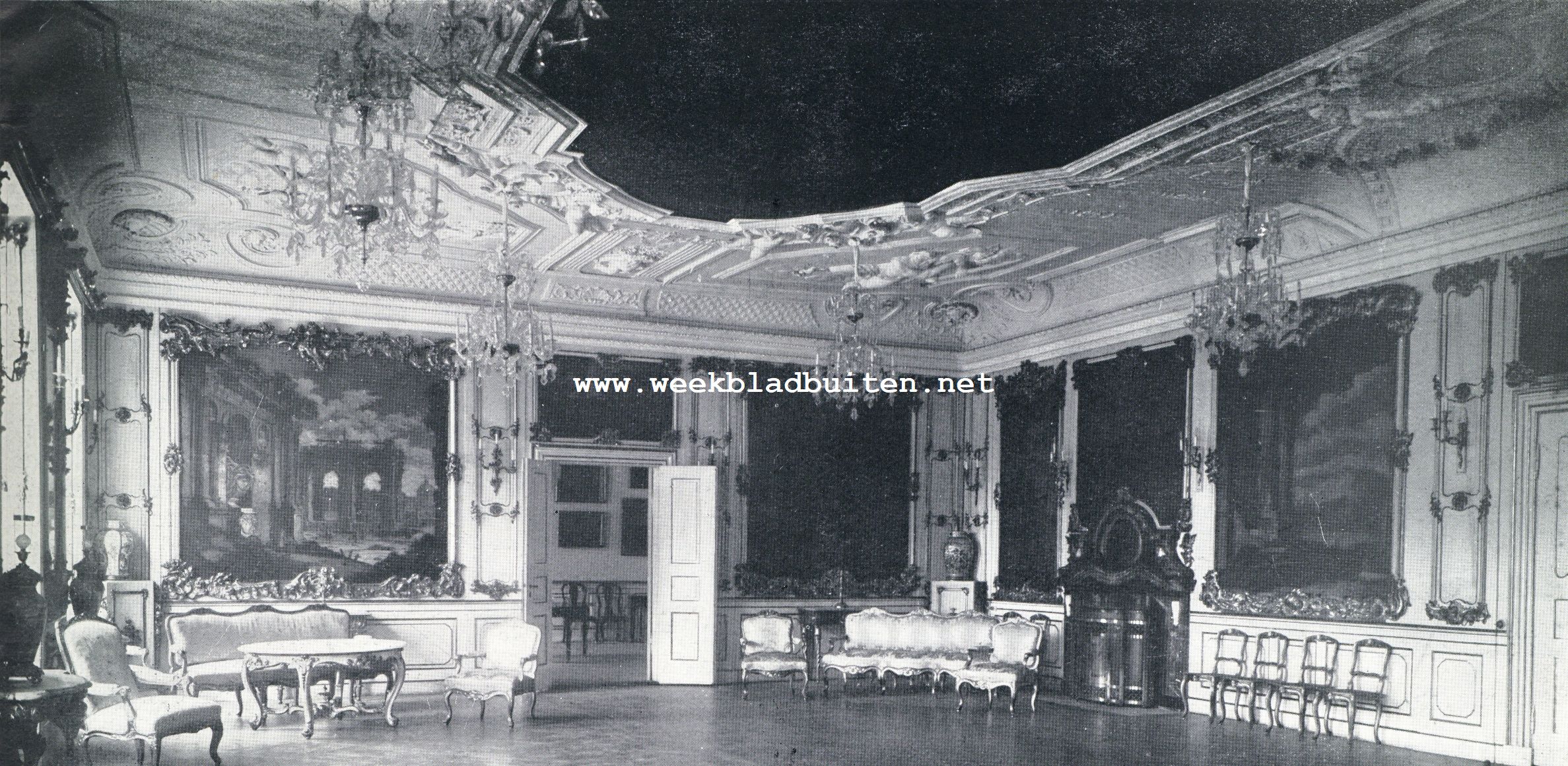 Wandelingen in Denemarken. De Tuinzaal op Fredensborg. Met plafond van Brenno en muurschilderingen van Jacob Fabris