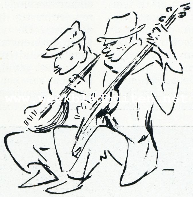 Die werktuigelijke hun vingers laten gaan over de snaren van een gitaar op hun knien
