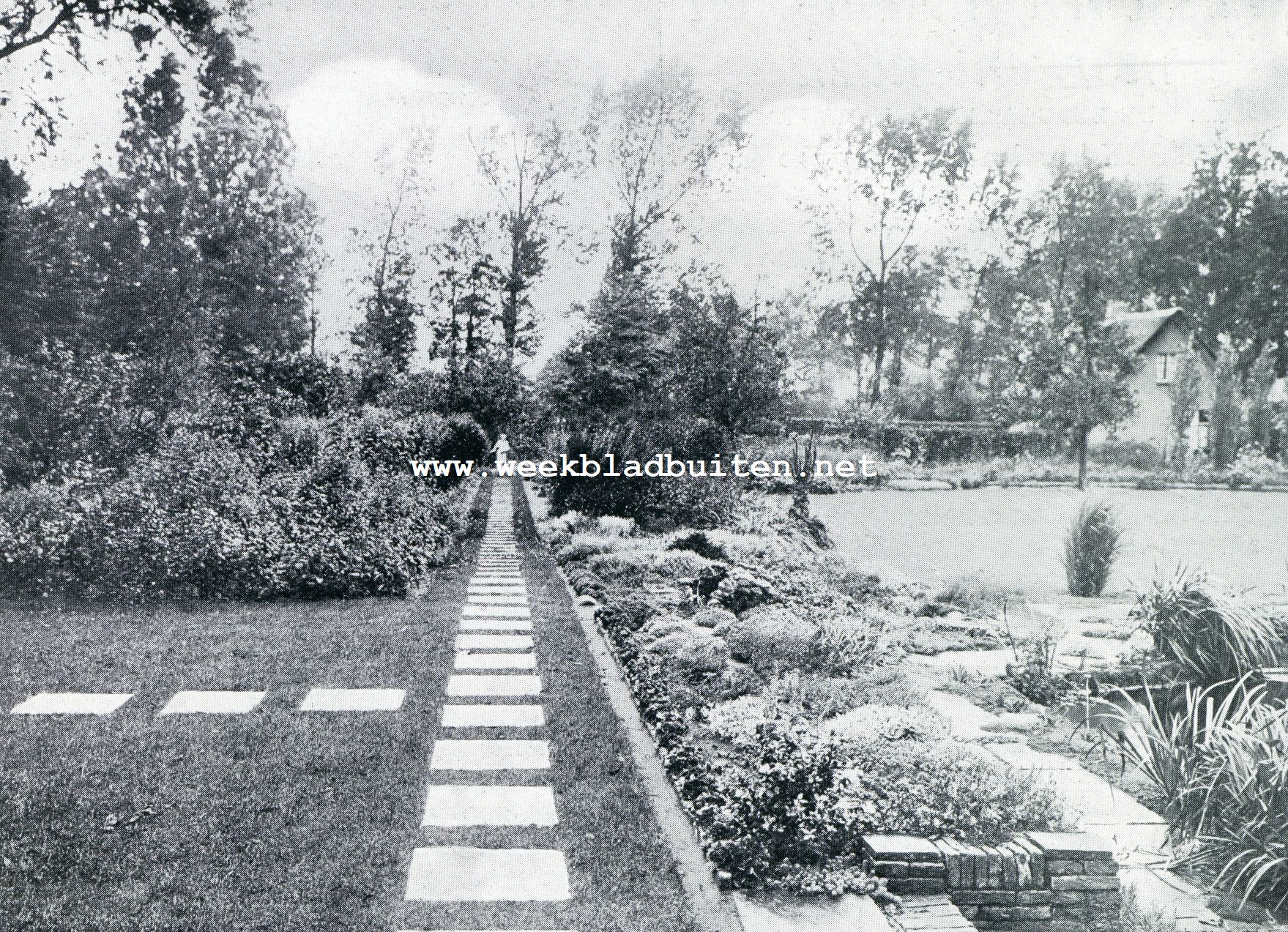 De tuin van Huize Buitenlust te Oud-Loosdrecht. Huize Buitenlust. Het 