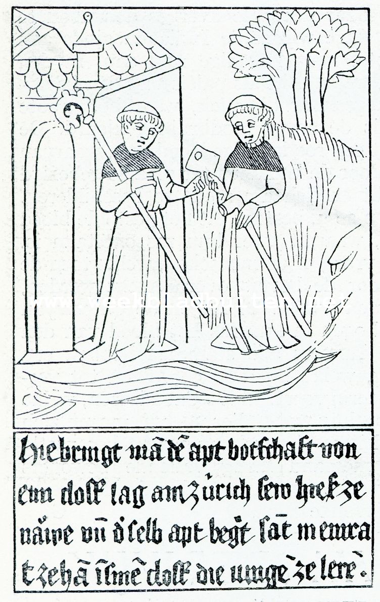 De brievenpost in vroeger dagen. Middeleeuwsche Kloosterbode