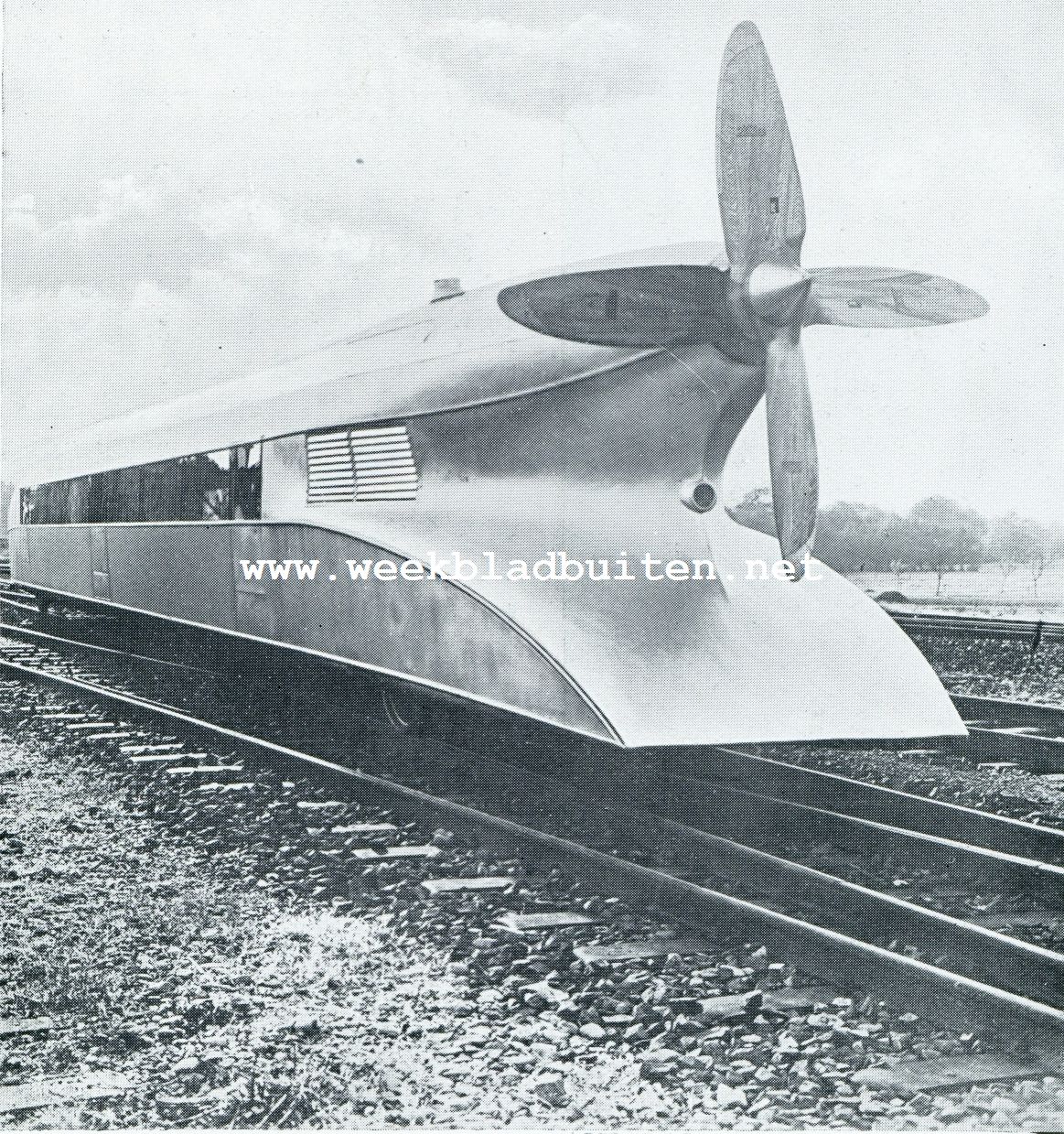 Het nieuwste technische wonder. De zeppelin op de rails. Achterstuk van den zeppelin op rails
