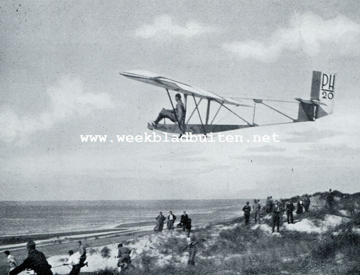 Het zweefkamp van de Alg. Nederl. Zweef-Vereeniging te Egmond aan Zee. Zweefvliegen te Egmond na den start