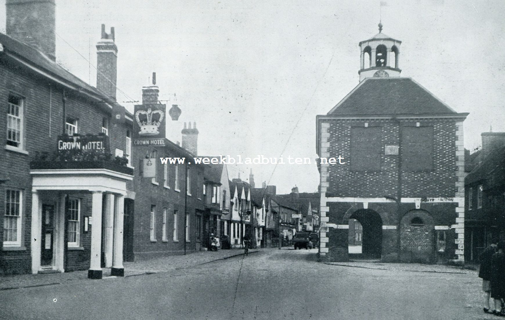 Door Buckinghamshire. Buckinghamshire. Markt met Stadhuis te Amersham