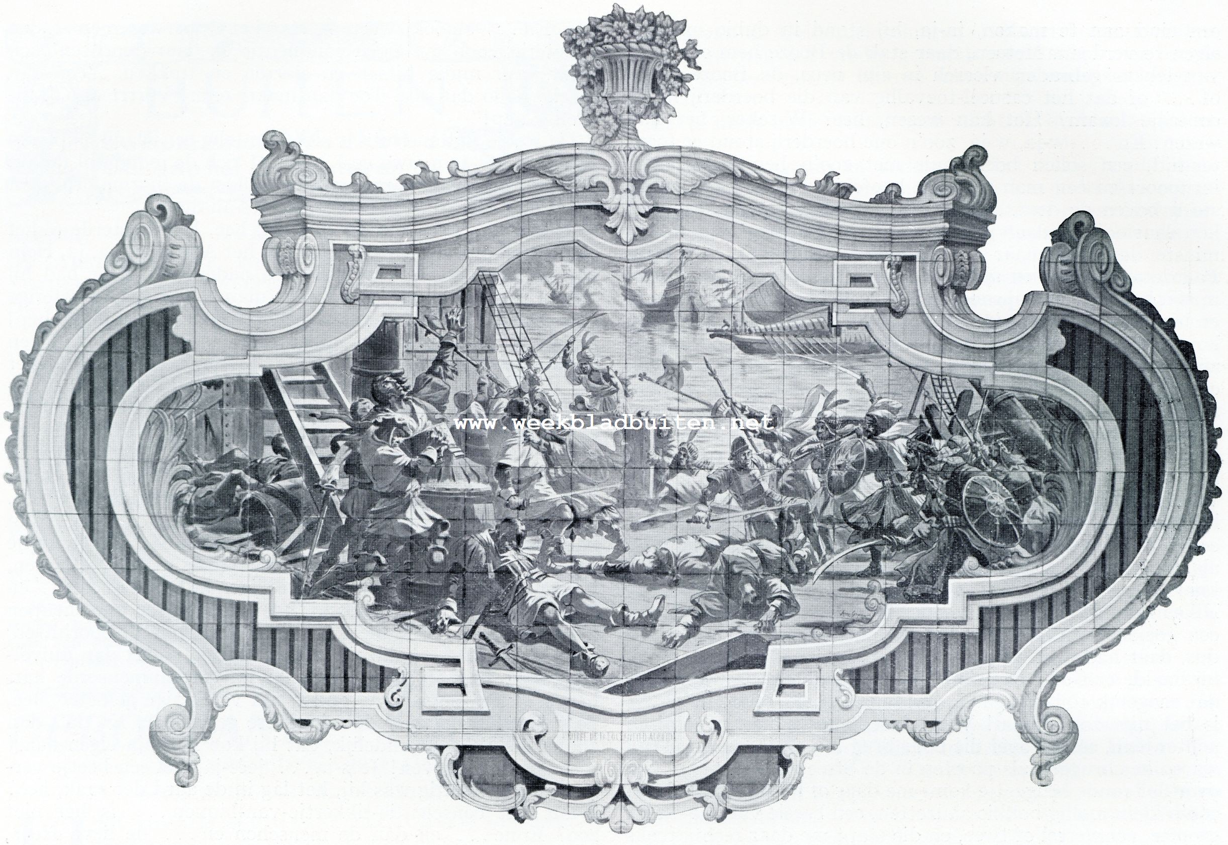 TEGELTABLEAU VAN JORGE COLAQO, VOORSTELLENDE EEN EPISODE UIT DE VEROVERING VAN INDI