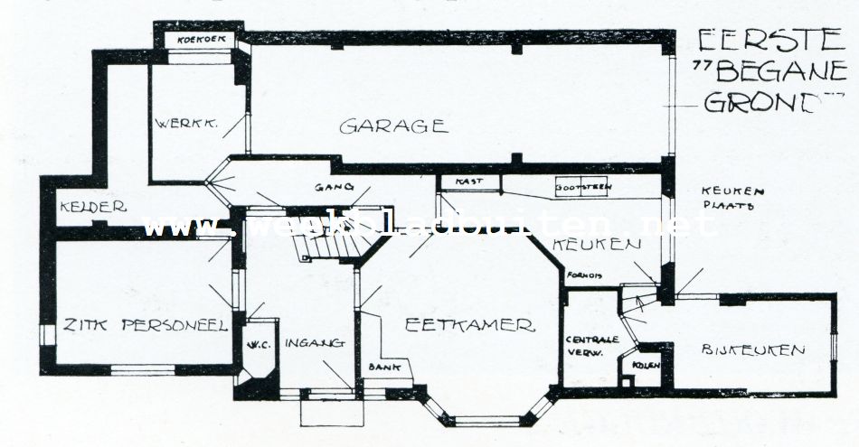 Plattegrond van landhuis te Aalst. Schaal 1 : 250