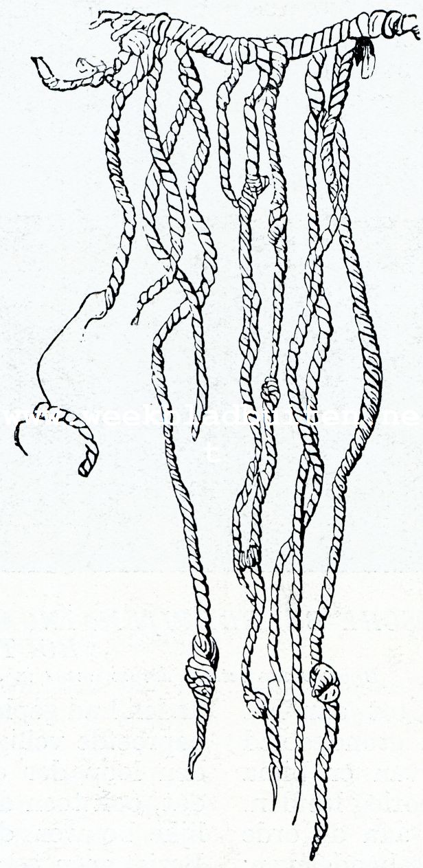 KNOOPENSCHRIFT. PERUAANSCH QUIPU, GEBRUIKT BIJ HET REKENEN