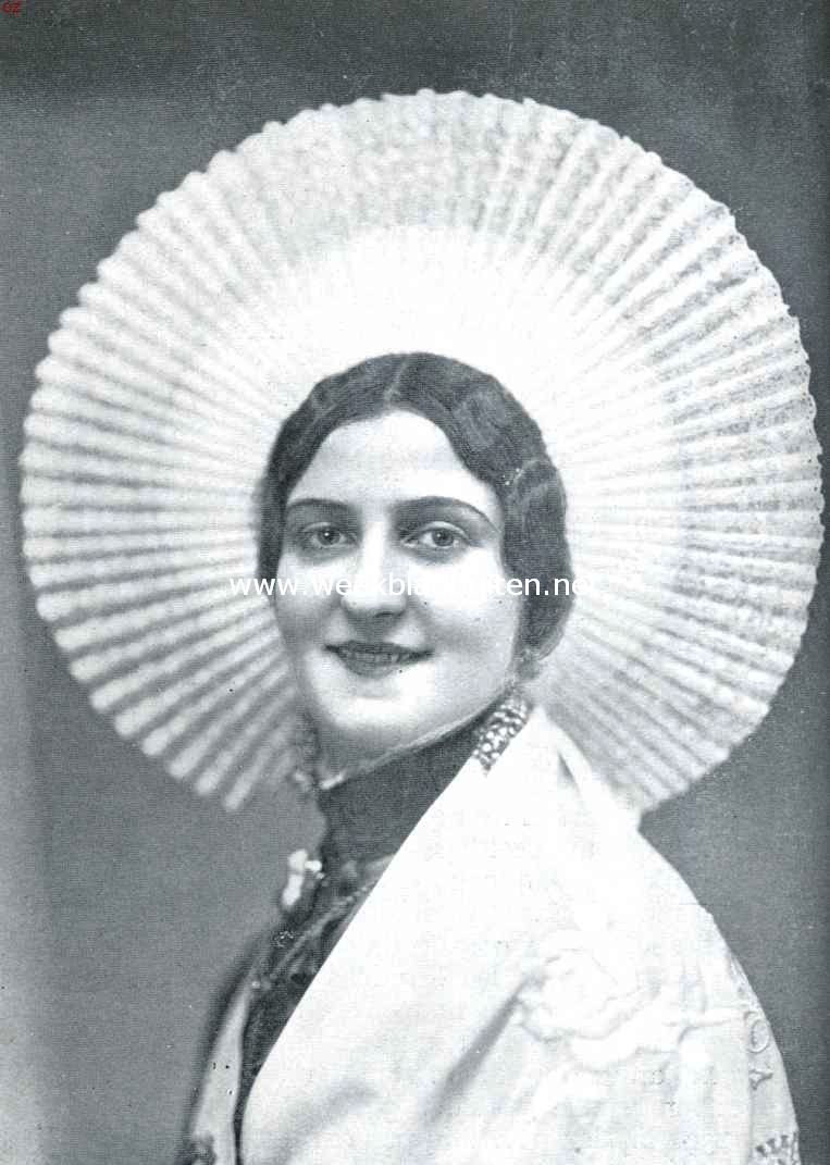 Fransche kleederdrachten en folklore. Meisje uit Boulogne sur Mer (Artois)