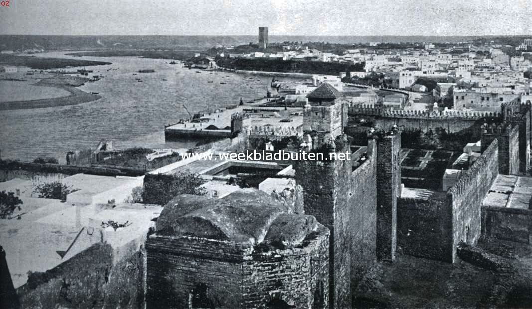 Bruiloft der ooievaars. Panorama van Rabat en den Bou Regreg