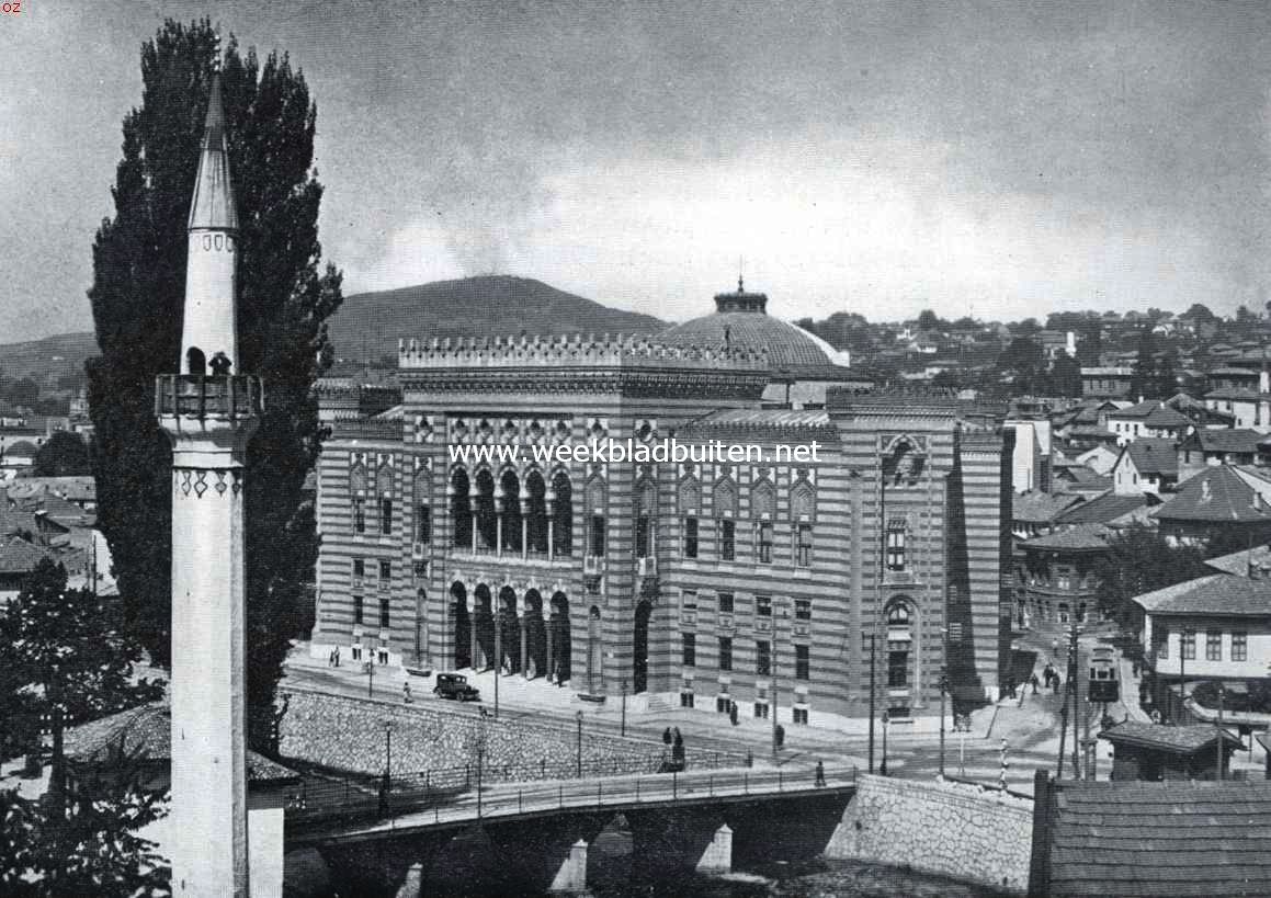 In de hoofdstad van Bosni. Het stadhuis van Sarajevo in Moorschen stijl