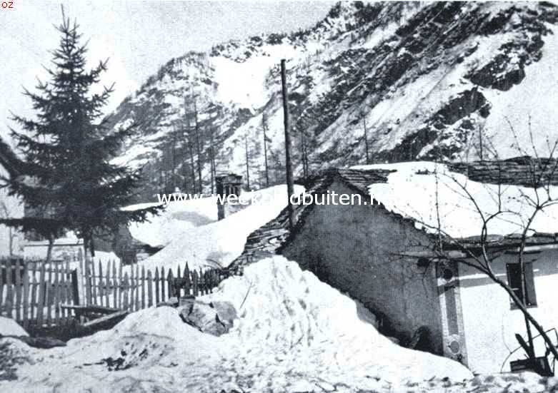 Bosco, een Duitsch-Zwitsersche nederzetting in Tessino. Bosco in de sneeuw