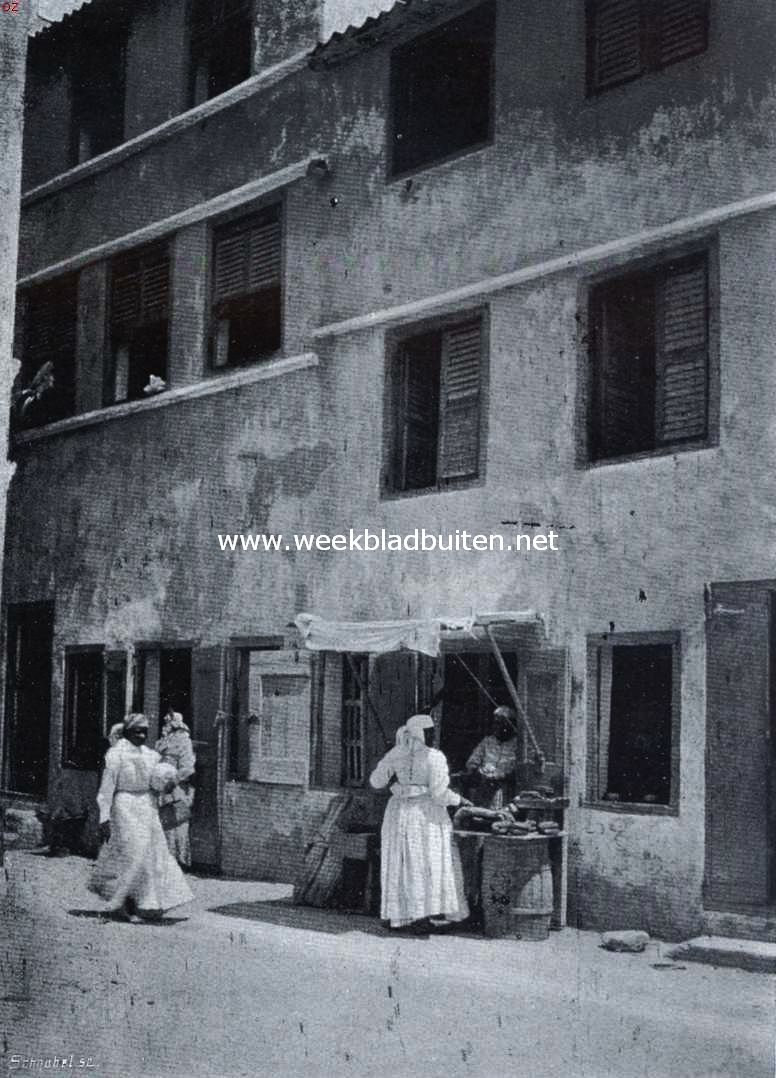 Curaaosch volksleven. Negerwinkeltje in een volksbuurt te Willemstad (Curaao)