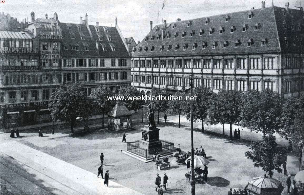 Het oude Straatsburg en zijn kathedraal. Het Gutenbergplein te Straatsburg