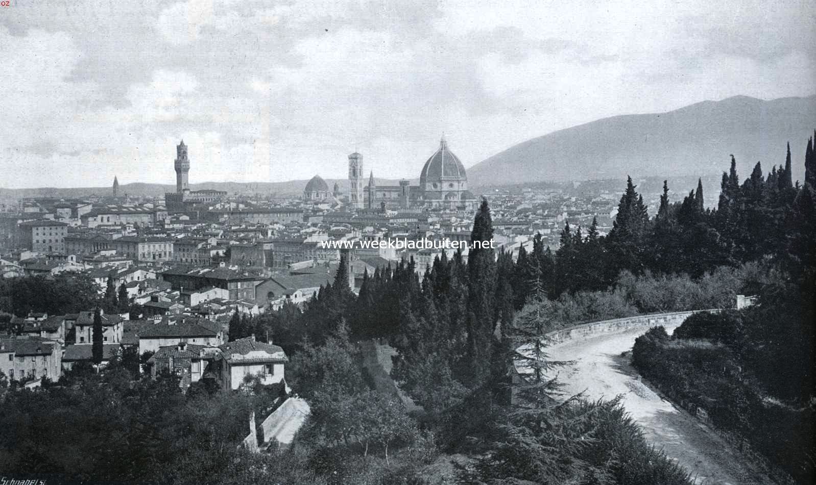 De wonderen van Florence. Panorama van Florence van de heuvels van Fiesole