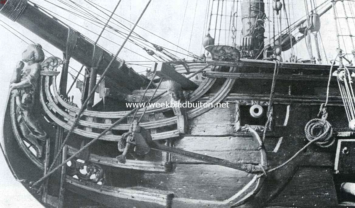 Scheepsfolklore in de scheepsversiering. Een Javaansche vrouw als schegbeeld van 