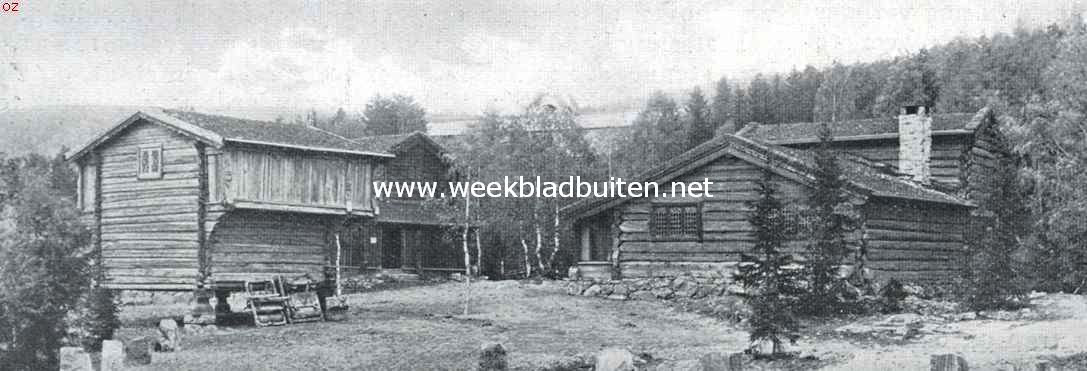 Noorsch volksleven. Noorsche hoeve met voorraadschuur in het openlucht-meseum te Maihaugen